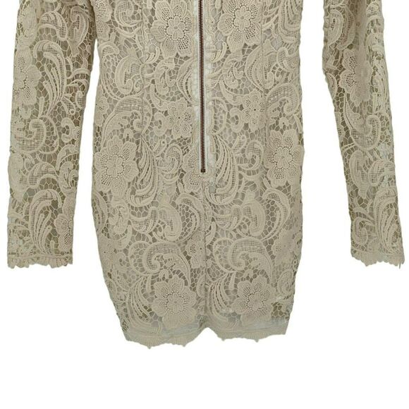 The Jetset Diaries Pisa Lace Bodycon Mini Dress Ivory Scallop Hem Women Small - Picture 10 of 12
